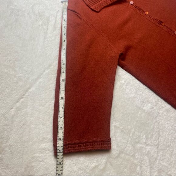 Orvis 100% Cashmere Burnt Orange 3/4 Sleeve Sweater Size Large - Picture 12 of 12